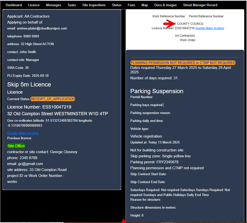 licence details image
