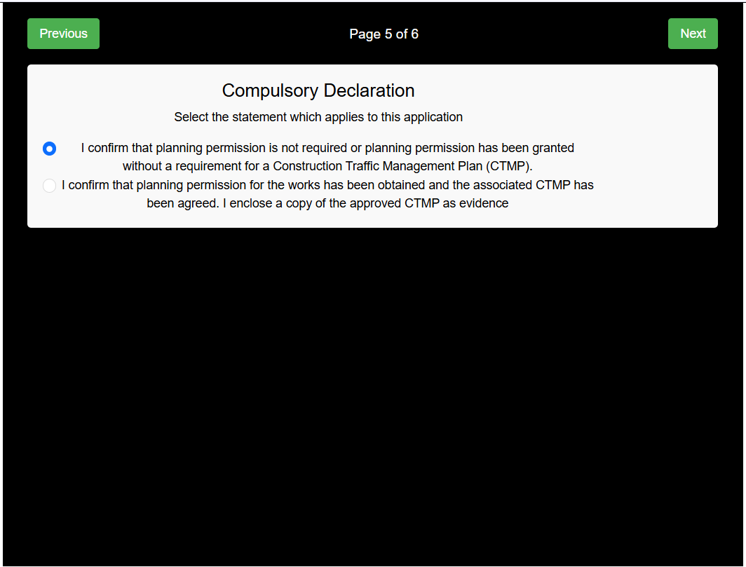 Licence application form pagefive