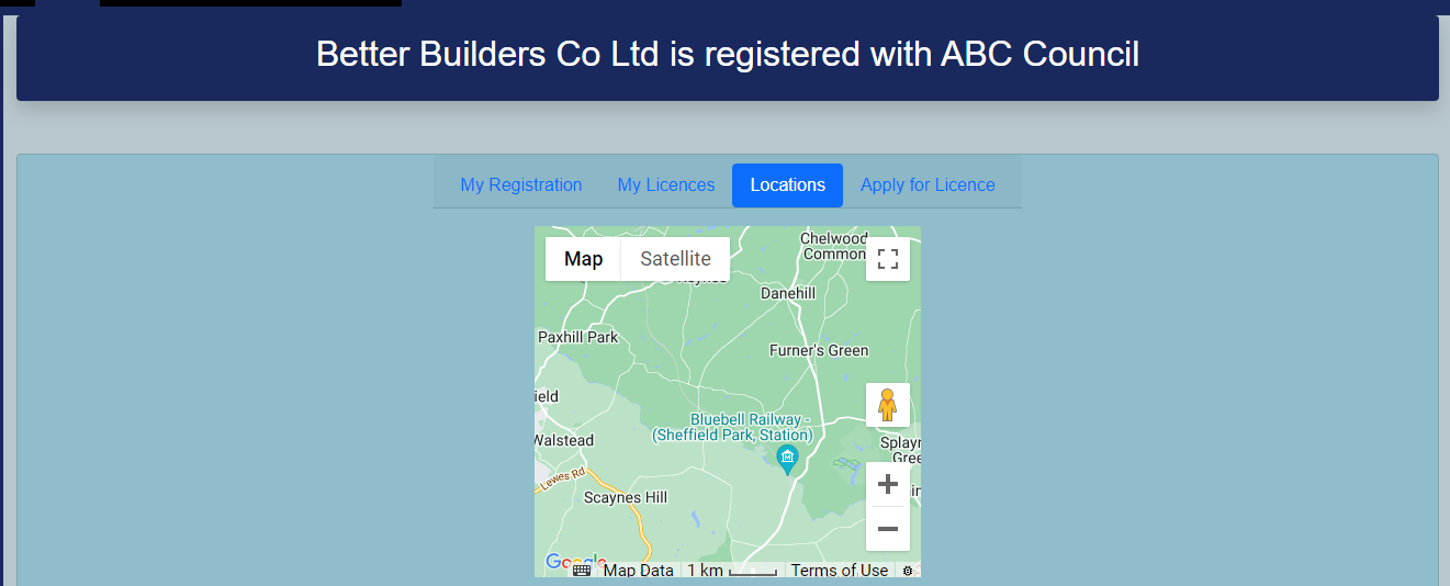 Licence locations image