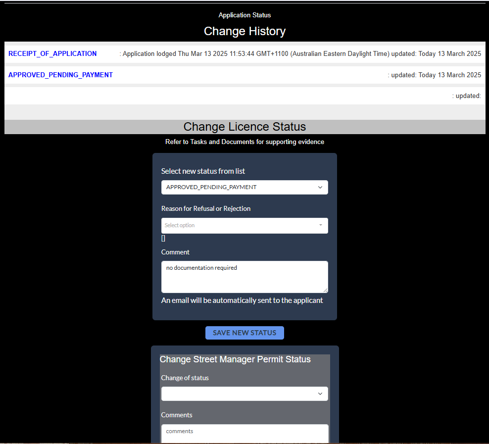 Licence status update image