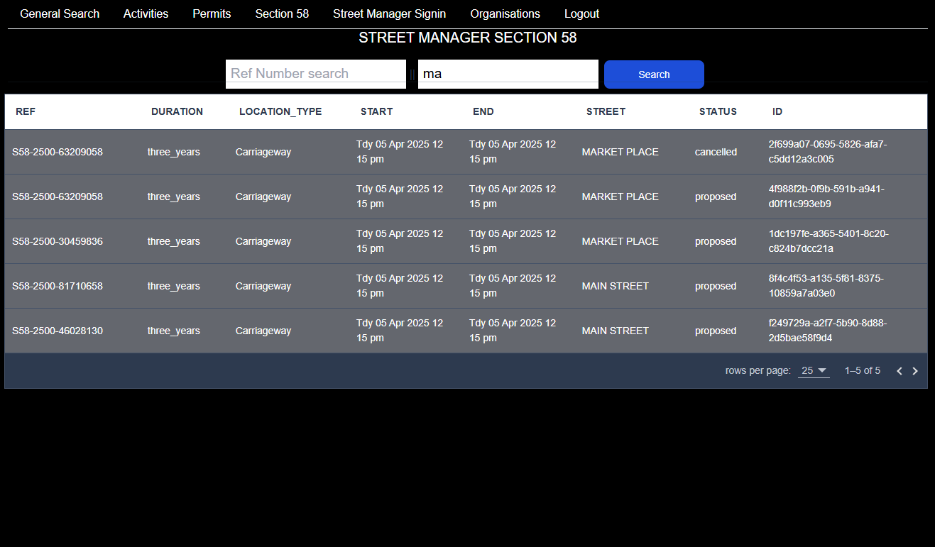 Section 58 Search image