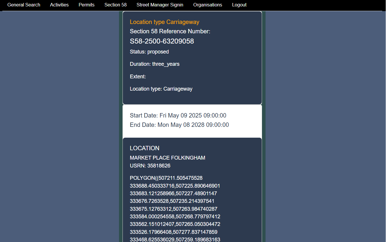 Section 58 Search image